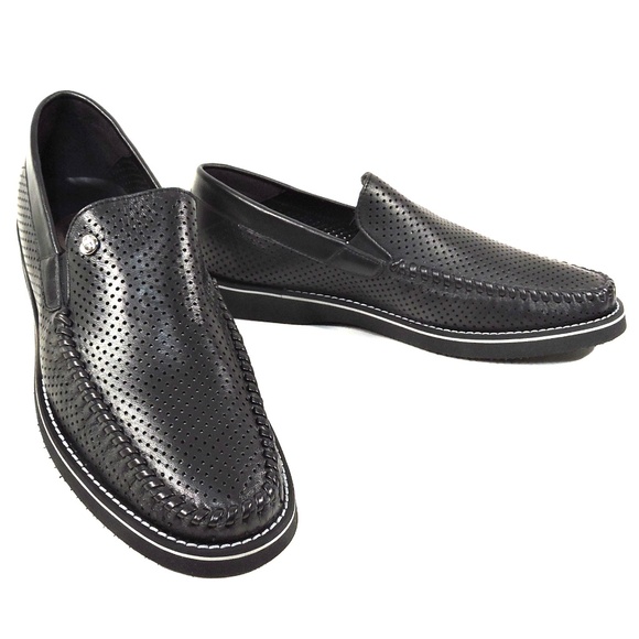 CASADEI 🇮🇹 MEN'S BLACK SOFT LEATHER COMFORT SUMMER LOAFERS - Picture 8 of 8